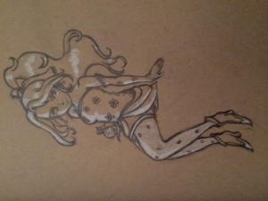 Terra (Final Fantasy 6) on toned paper